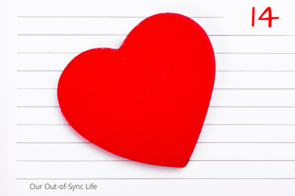 February 14th Calendar Entry with a Heart